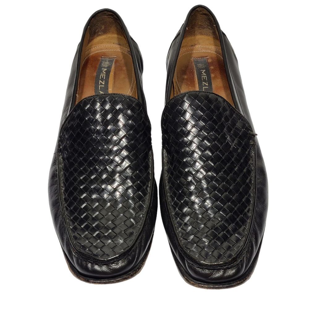 Mezlan Mens Black Leather Swivel Weave Loafer Slip On Shoe Gilby Size 17 M